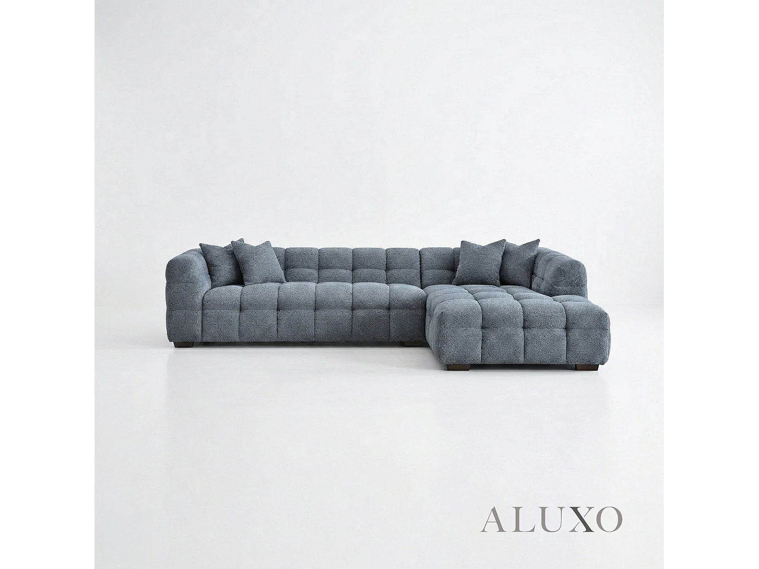 ALUXO Tribeca Modern Right Hand Corner Sofa L Shape Iron Grey Boucle Cube 2025