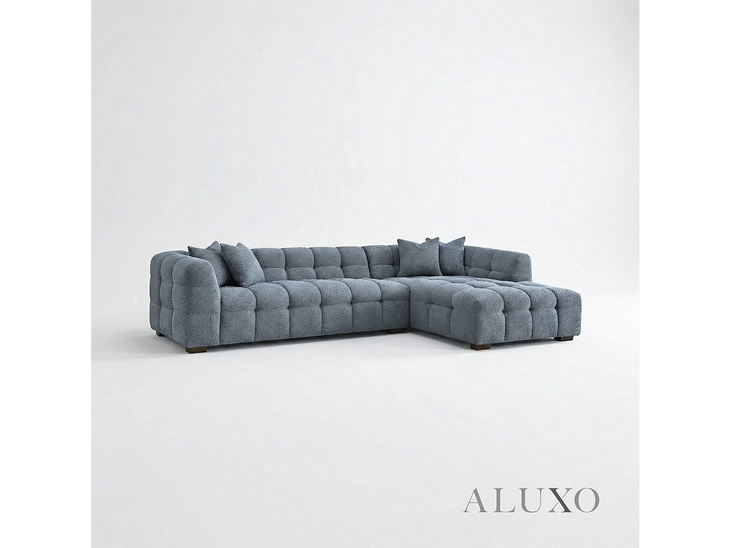 ALUXO Tribeca Modern Right Hand Corner Sofa L Shape Iron Grey Boucle Cube 2025