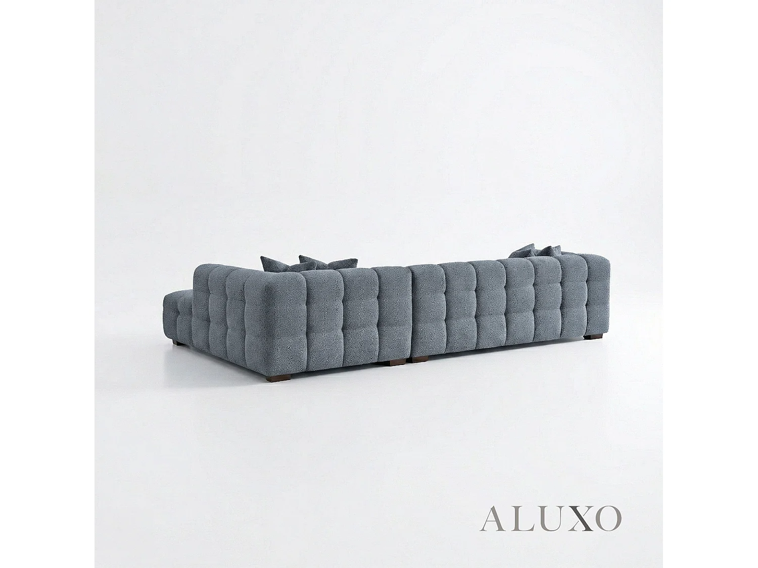 ALUXO Tribeca Modern Right Hand Corner Sofa L Shape Iron Grey Boucle Cube 2025