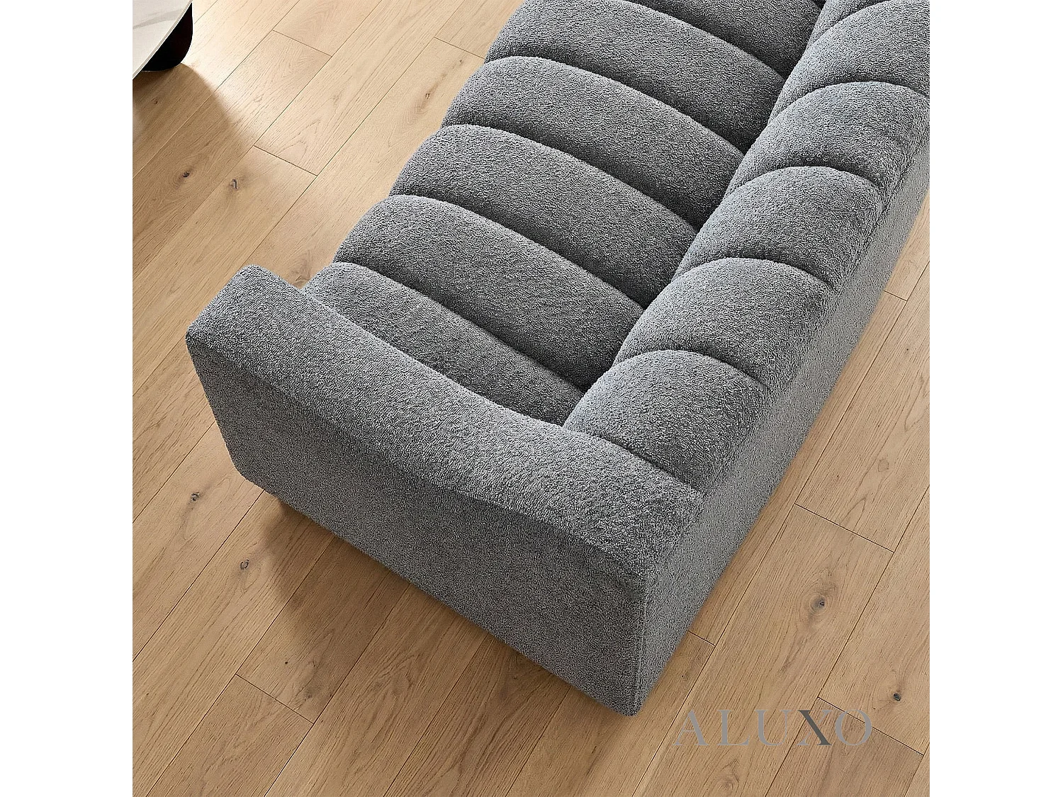 ALUXO Astoria Modern Pearl Boucle 3 Seater Sofa Iron Grey Medium Firm Stitch