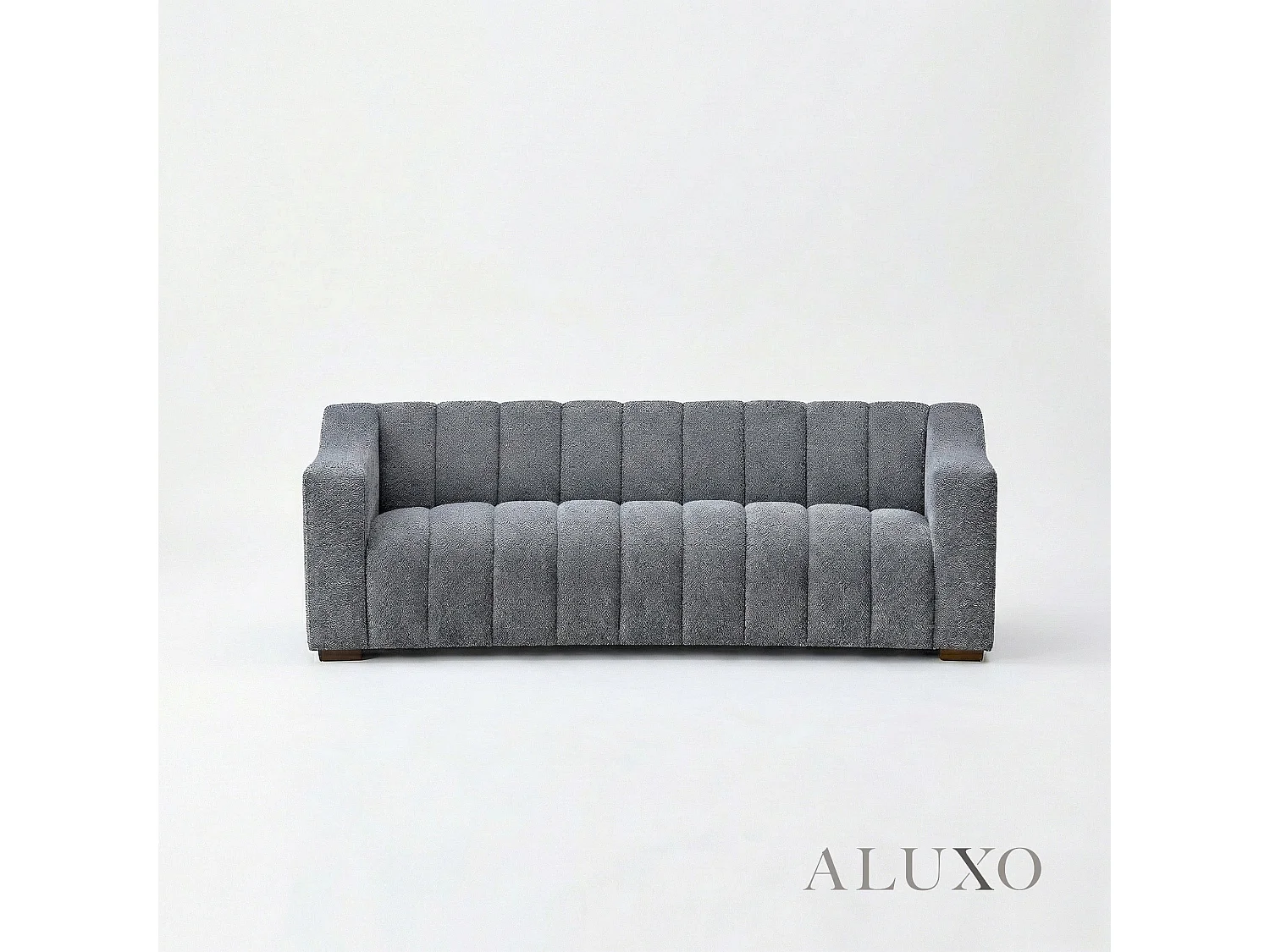 ALUXO Astoria Modern Pearl Boucle 3 Seater Sofa Iron Grey Medium Firm Stitch