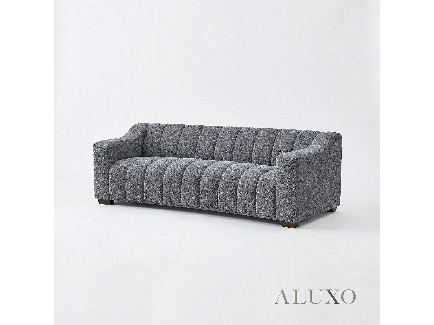 ALUXO Astoria Modern Pearl Boucle 3 Seater Sofa Iron Grey Medium Firm Stitch