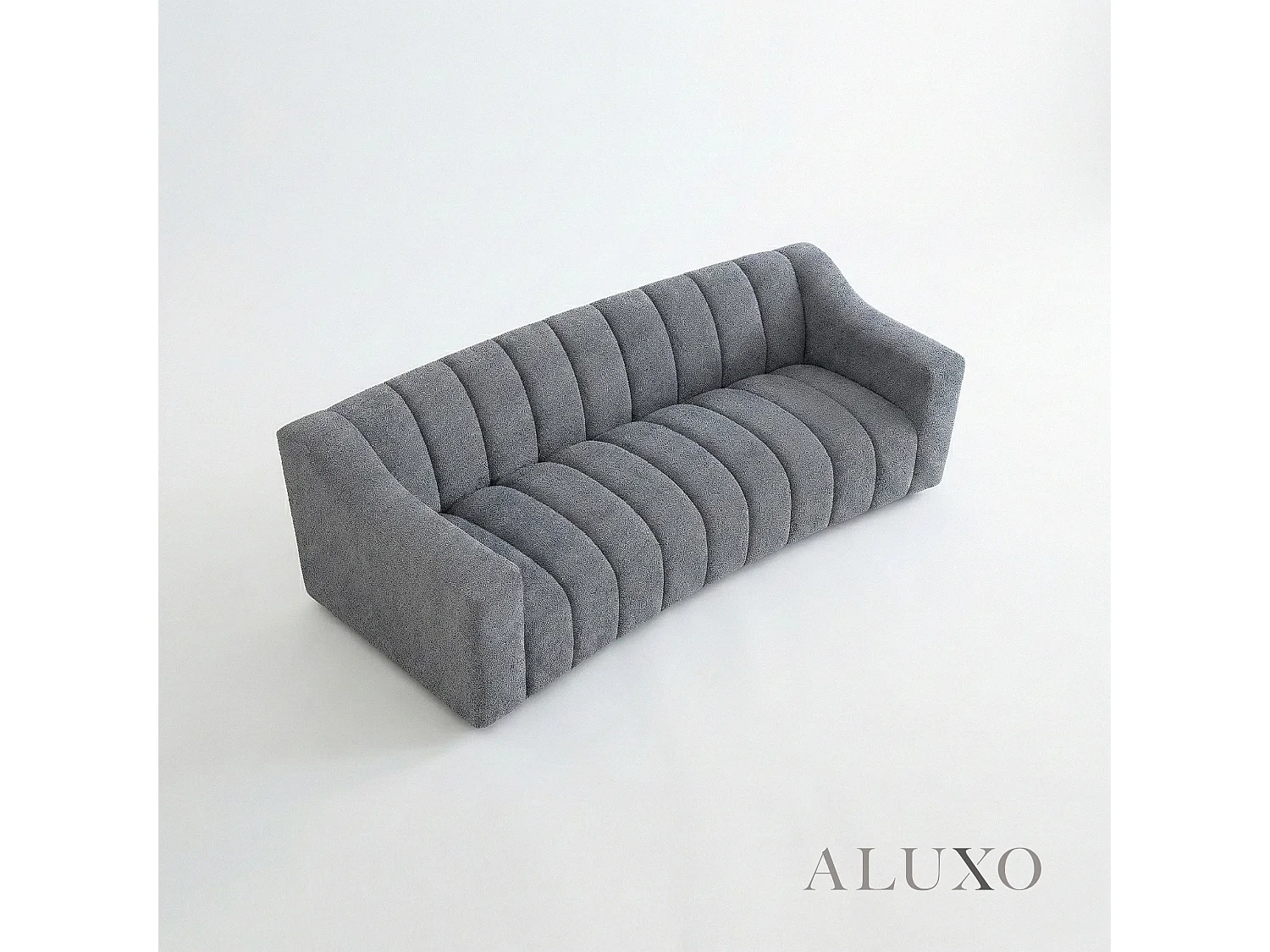 ALUXO Astoria Modern Pearl Boucle 3 Seater Sofa Iron Grey Medium Firm Stitch
