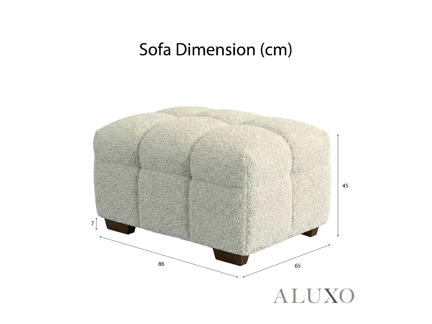 ALUXO Tribeca Foot Stool Chaise Oatmeal Beige Boucle Wood Leg for Matching Sofa
