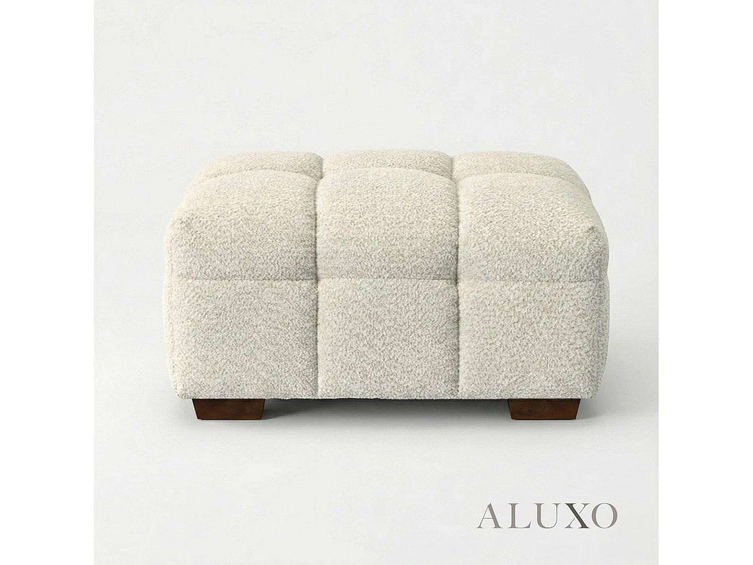ALUXO Tribeca Foot Stool Chaise Oatmeal Beige Boucle Wood Leg for Matching Sofa