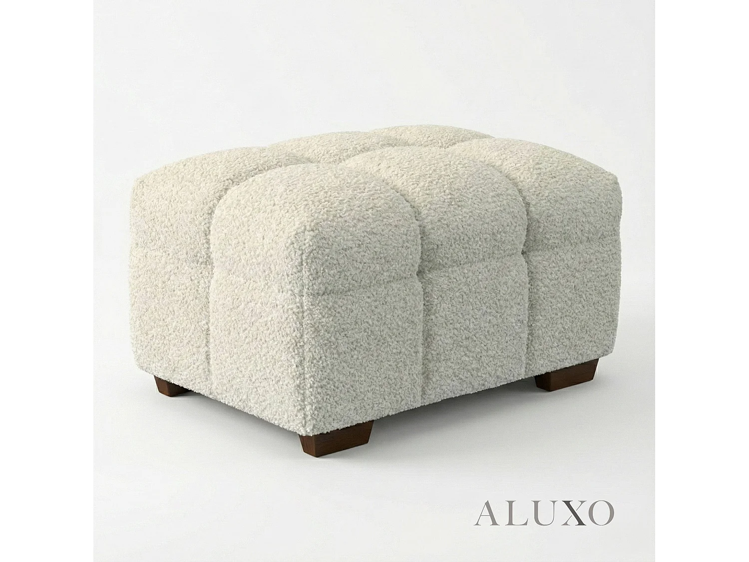 ALUXO Tribeca Foot Stool Chaise Oatmeal Beige Boucle Wood Leg for Matching Sofa