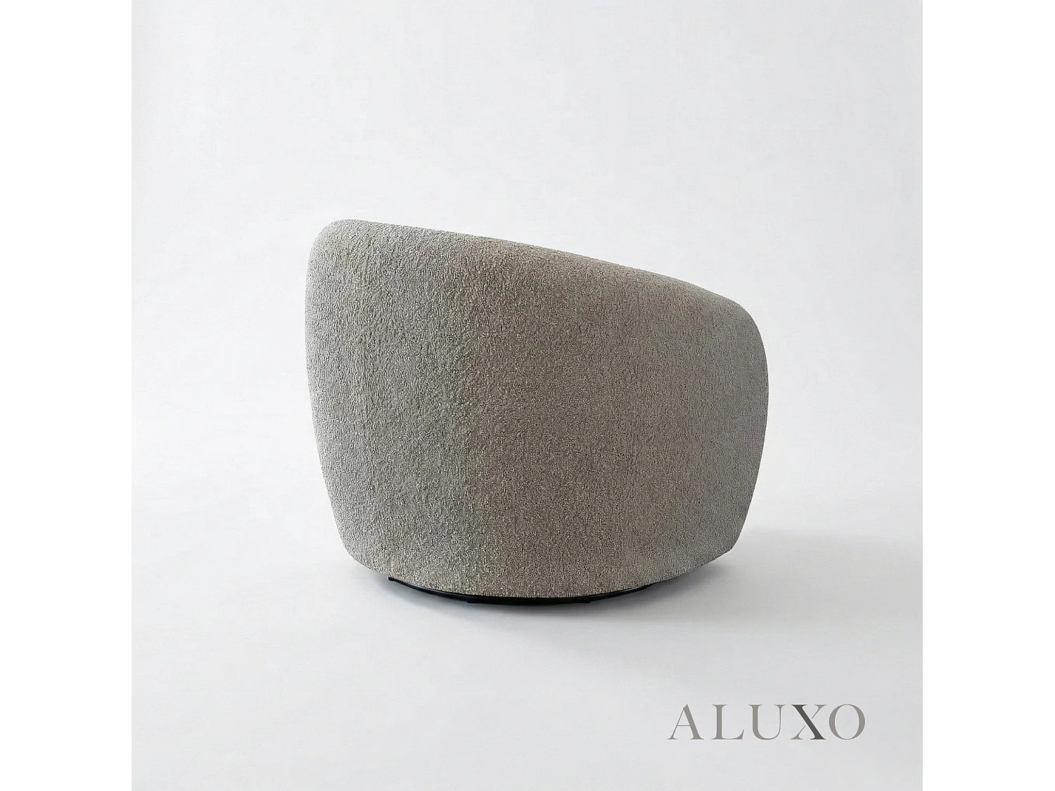 ALUXO Nolita Boucle Accent Swivel Arm Chair Koala Grey-Brown Teddy Medium Firm