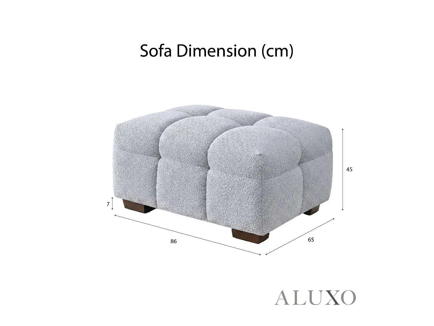 ALUXO Tribeca Modern Footstool Pearl Grey Boucle Cube Stitching Design