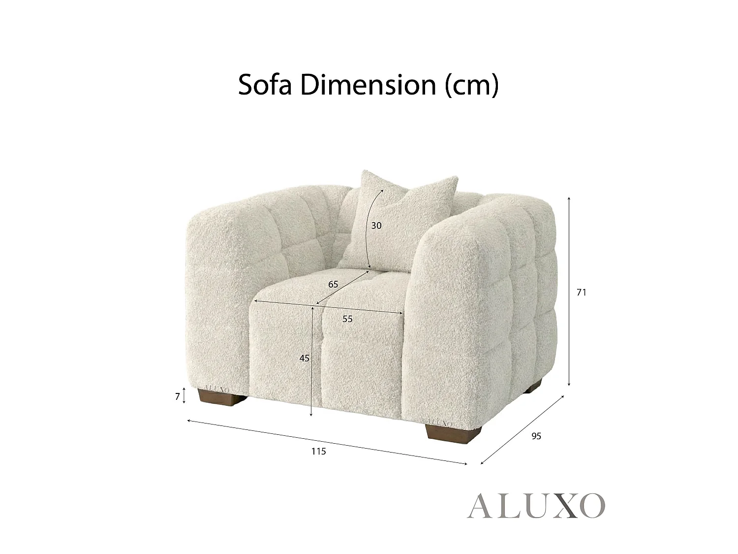 ALUXO Tribeca Single Sofa 1 Seater Arm Chair Lounge Oatmeal Beige Boucle Fabric