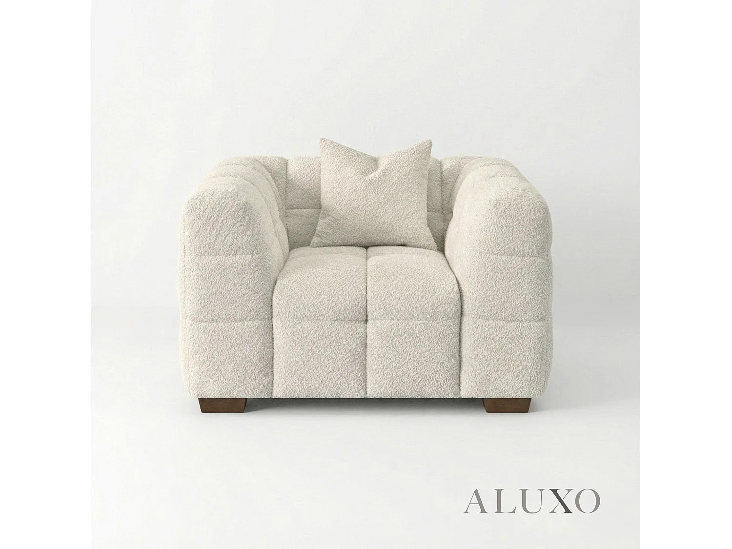 ALUXO Tribeca Single Sofa 1 Seater Arm Chair Lounge Oatmeal Beige Boucle Fabric