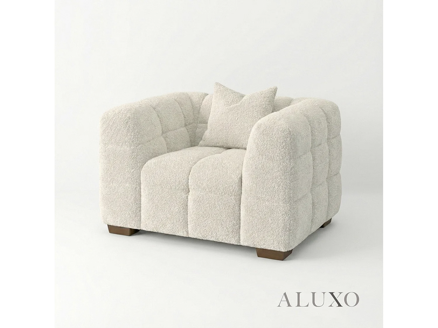 ALUXO Tribeca Single Sofa 1 Seater Arm Chair Lounge Oatmeal Beige Boucle Fabric