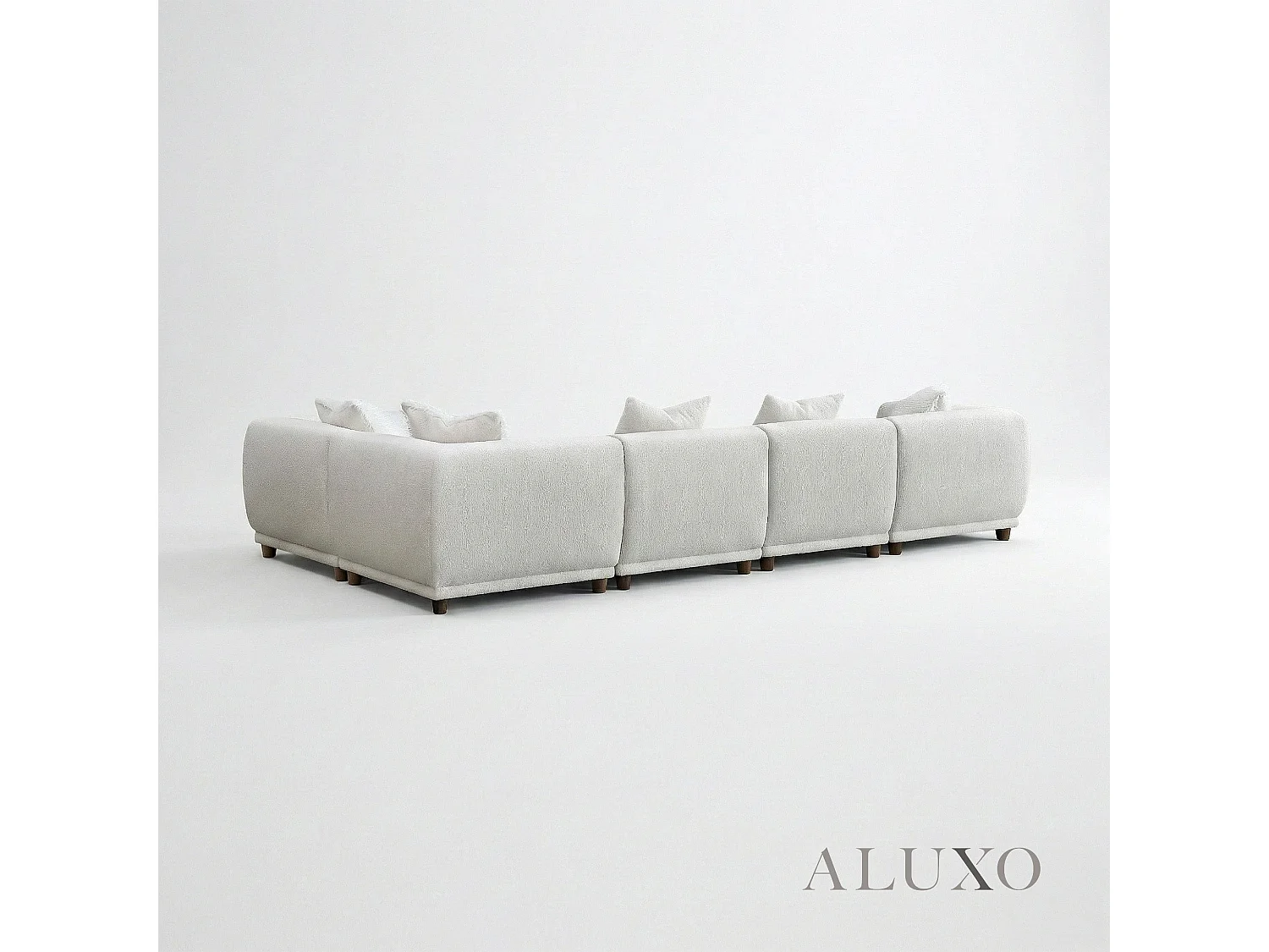 ALUXO Lottie Modern Boucle Modular Corner Sofa Firm 5 Seater L Shape Snow White