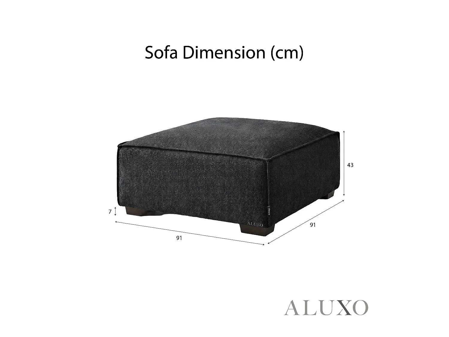 ALUXO® Dakota Modular Footstool Midnight Black Bouclé  Feather-Filled