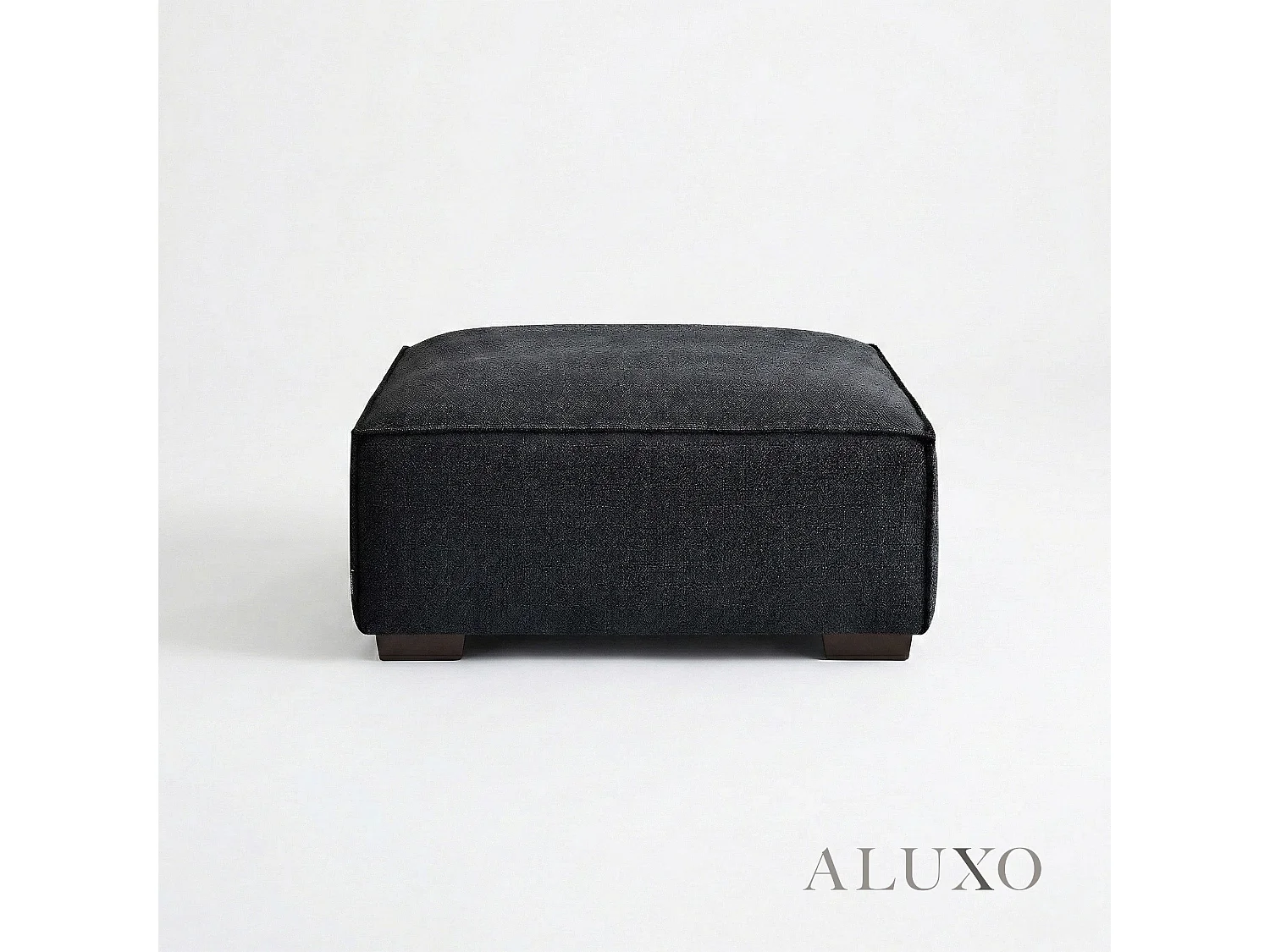 ALUXO® Dakota Modular Footstool Midnight Black Bouclé  Feather-Filled