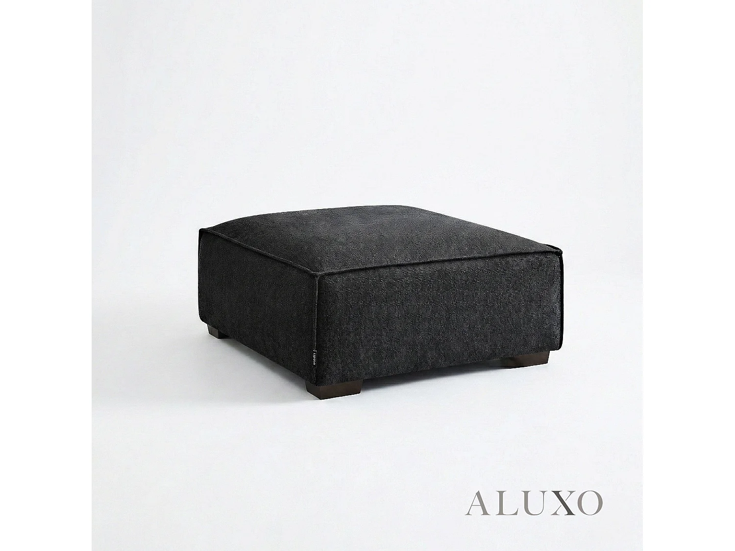 ALUXO® Dakota Modular Footstool Midnight Black Bouclé  Feather-Filled