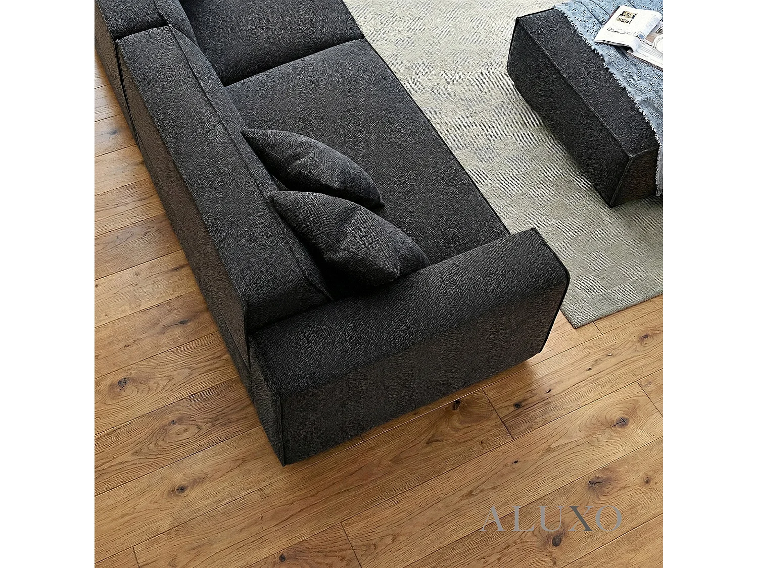 ALUXO® Dakota 3 Seater Sofa Midnight Black Bouclé Feather-Filled