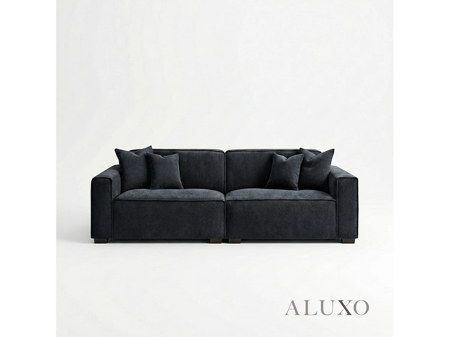 ALUXO® Dakota 3 Seater Sofa Midnight Black Bouclé Feather-Filled