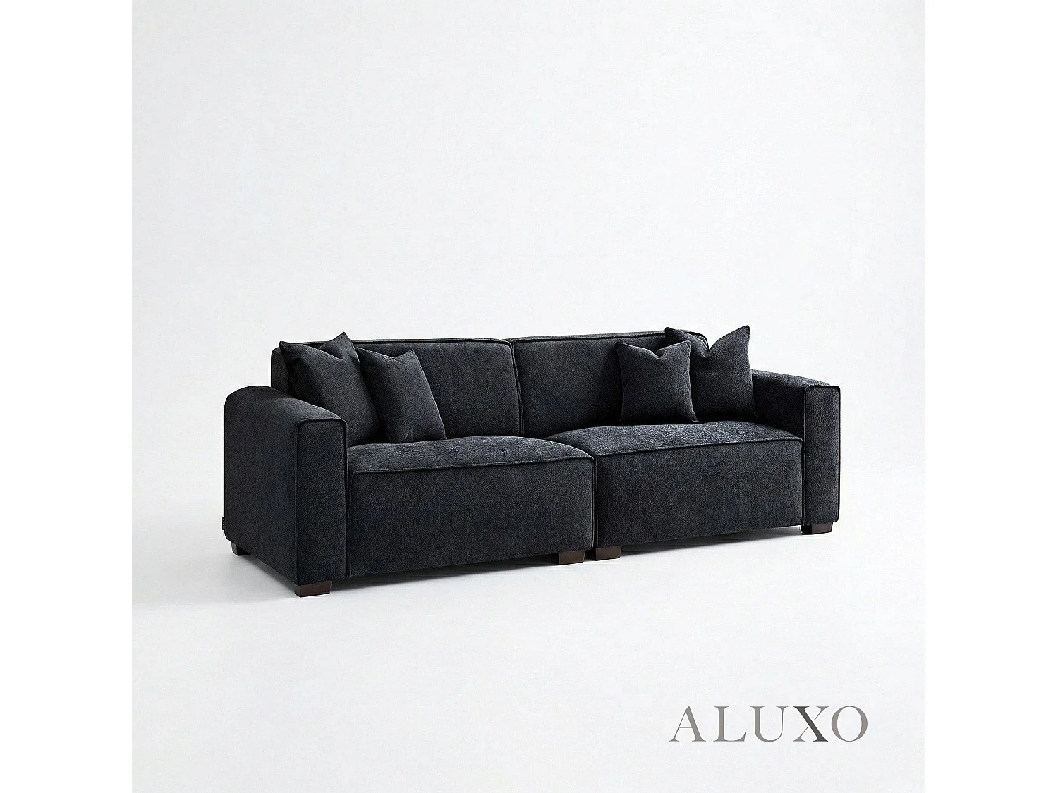 ALUXO® Dakota 3 Seater Sofa Midnight Black Bouclé Feather-Filled