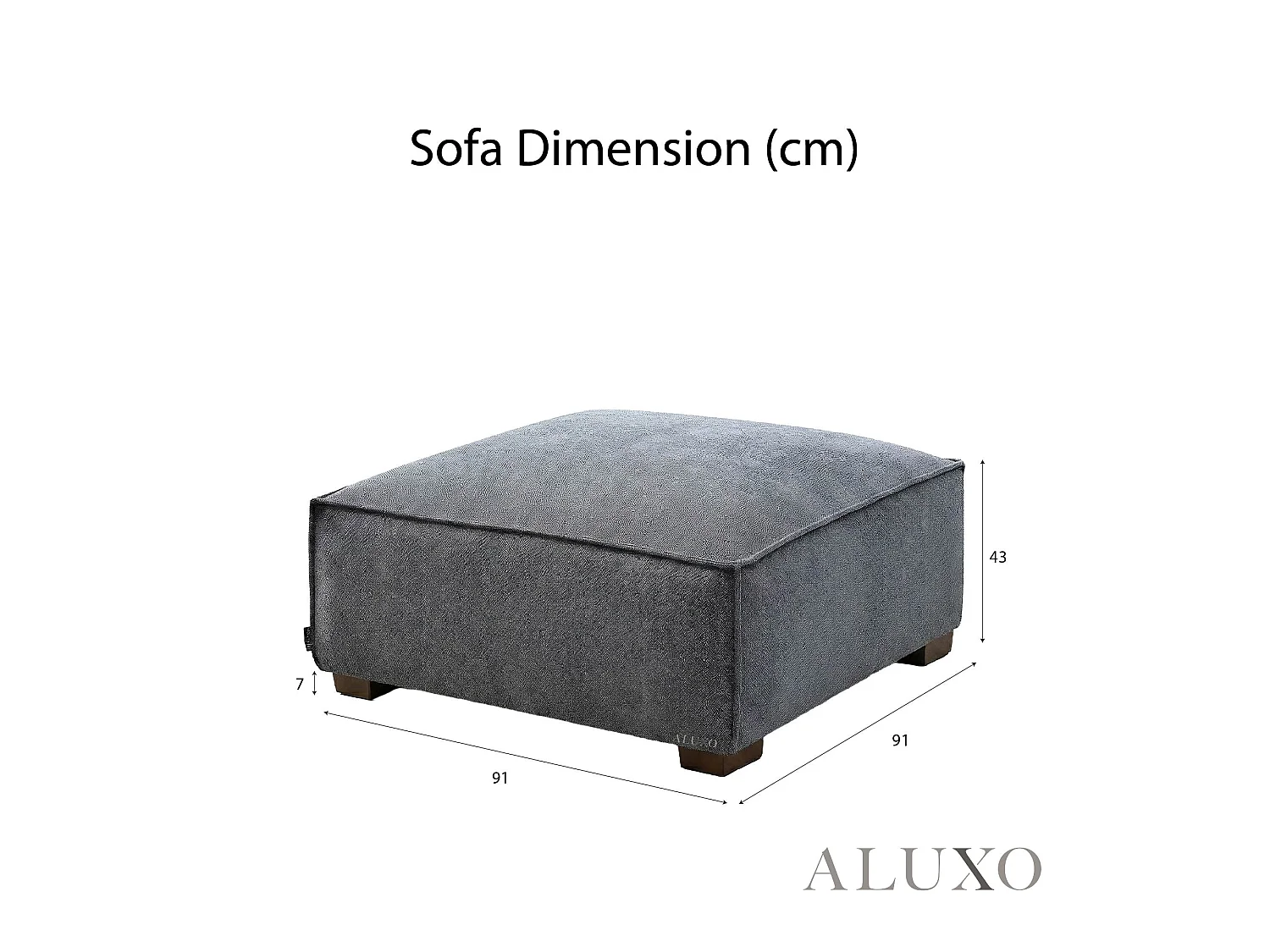 ALUXO® Dakota Modular Footstool  Charcoal Grey Bouclé  Feather-Filled