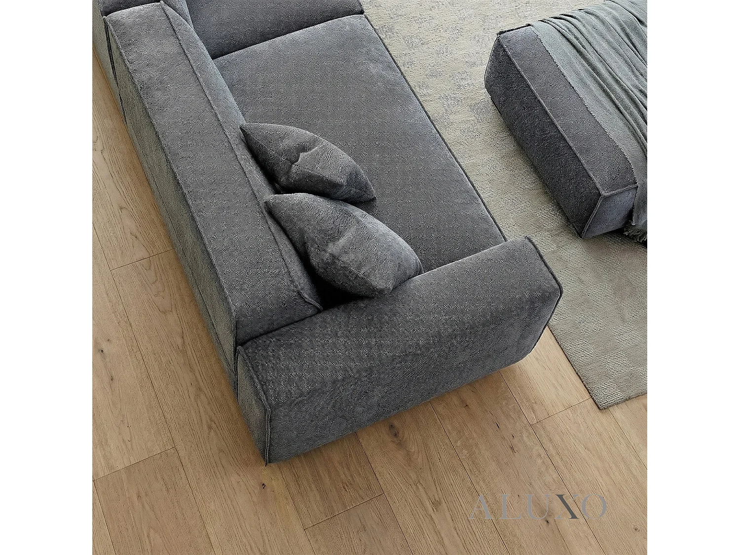 ALUXO® Dakota 4 Seater Large Sofa Charcoal Grey Bouclé Feather-Filled