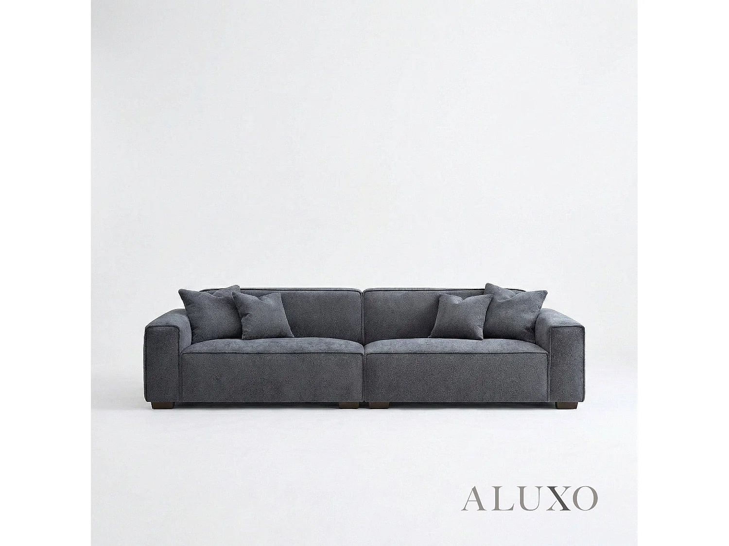 ALUXO® Dakota 4 Seater Large Sofa Charcoal Grey Bouclé Feather-Filled