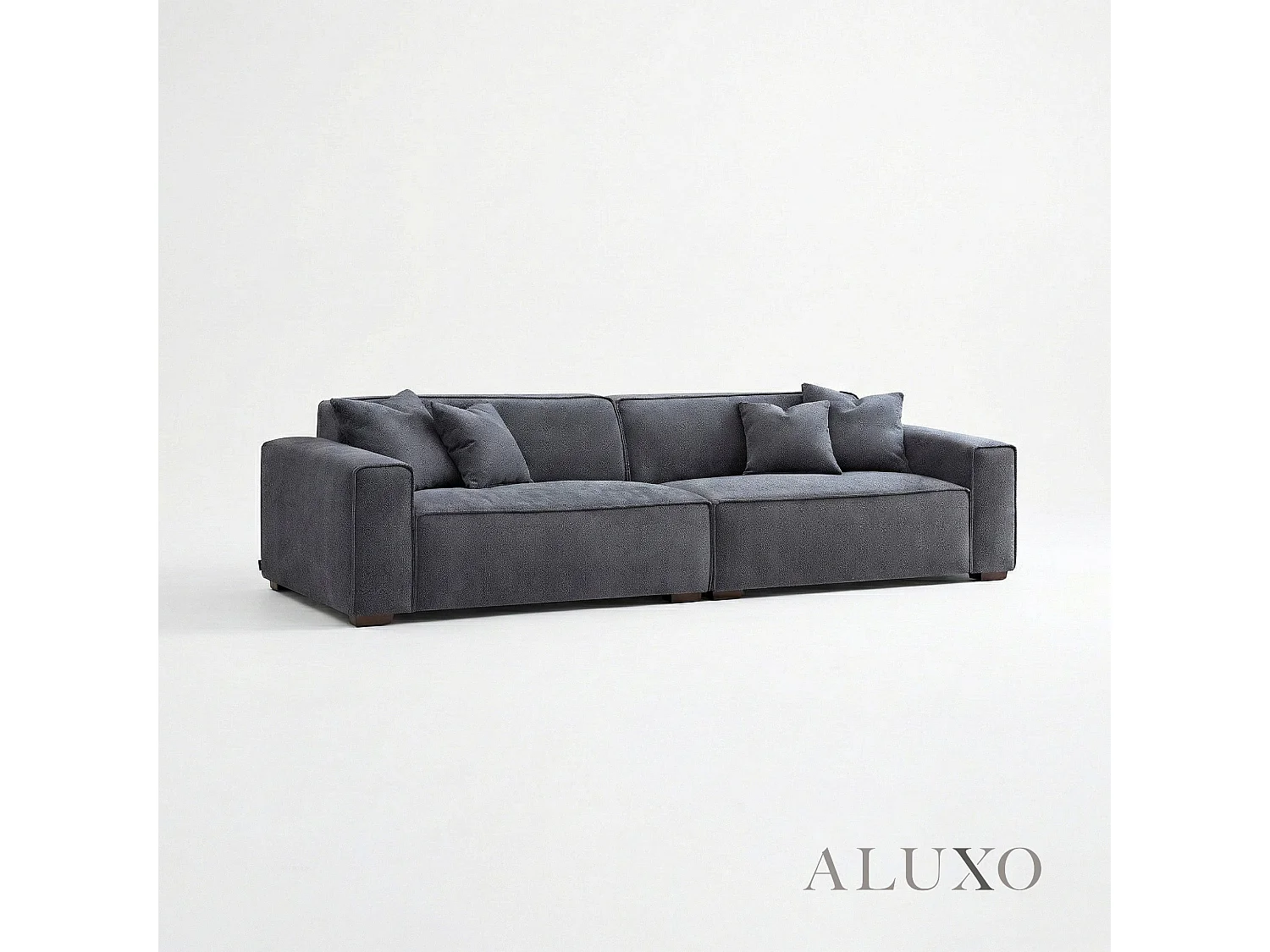 ALUXO® Dakota 4 Seater Large Sofa Charcoal Grey Bouclé Feather-Filled