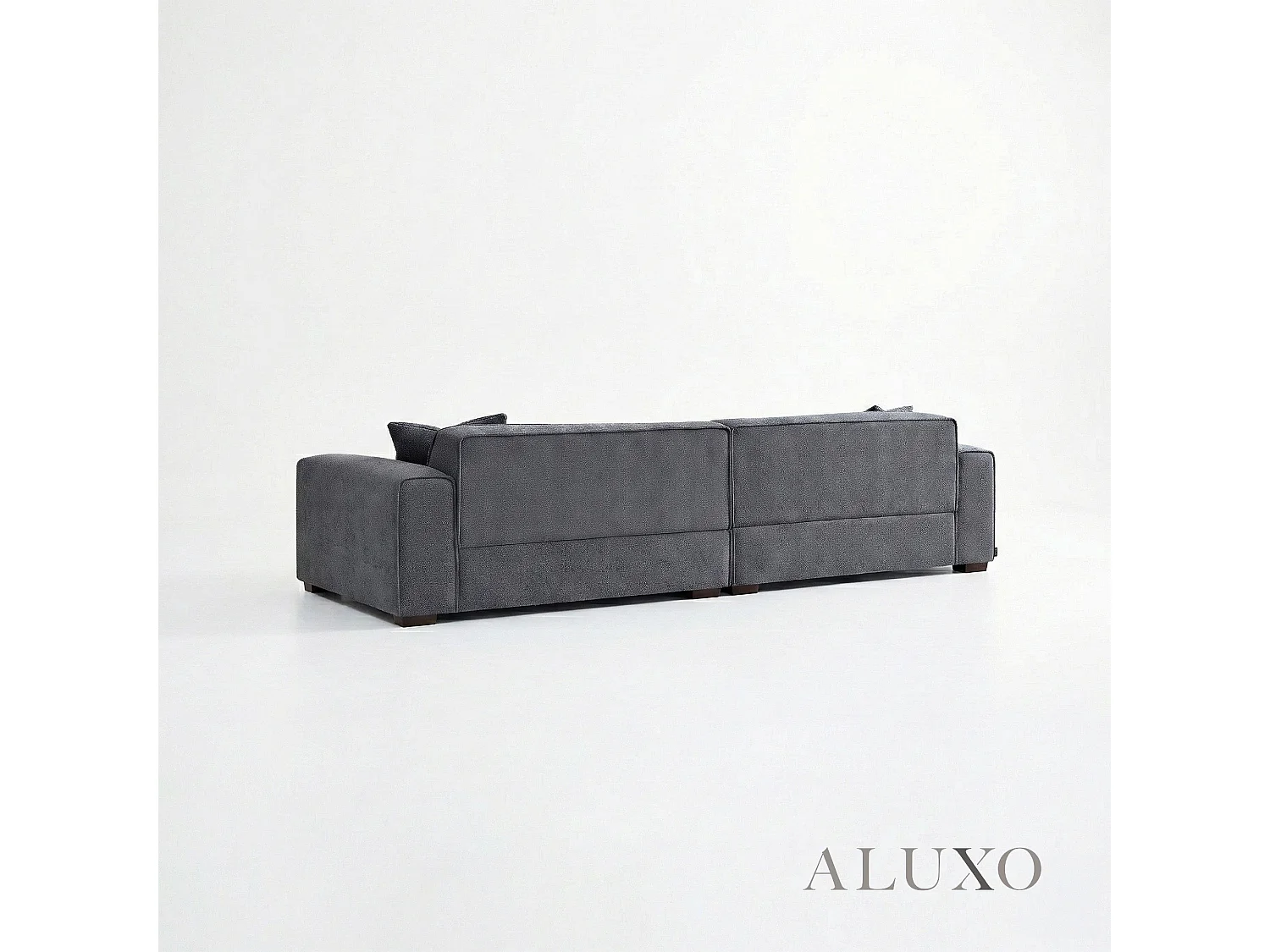 ALUXO® Dakota 4 Seater Large Sofa Charcoal Grey Bouclé Feather-Filled
