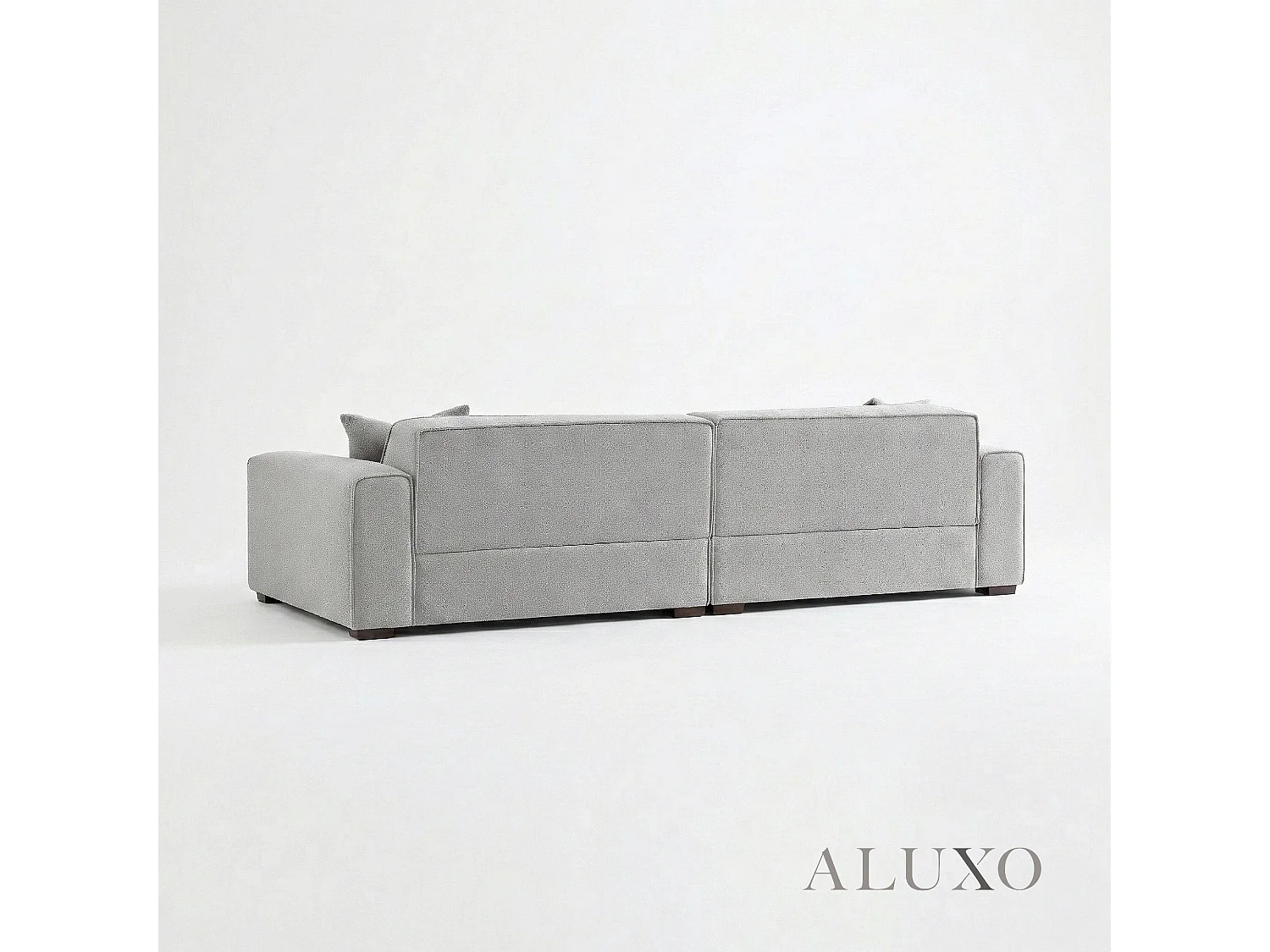 ALUXO® Dakota 4 Seater Large Sofa Pebble Grey Bouclé Feather-Filled