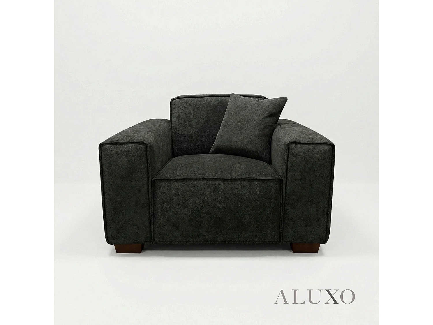 ALUXO® Dakota Armchair Midnight Black Bouclé  Feather-Filled Accent Chair
