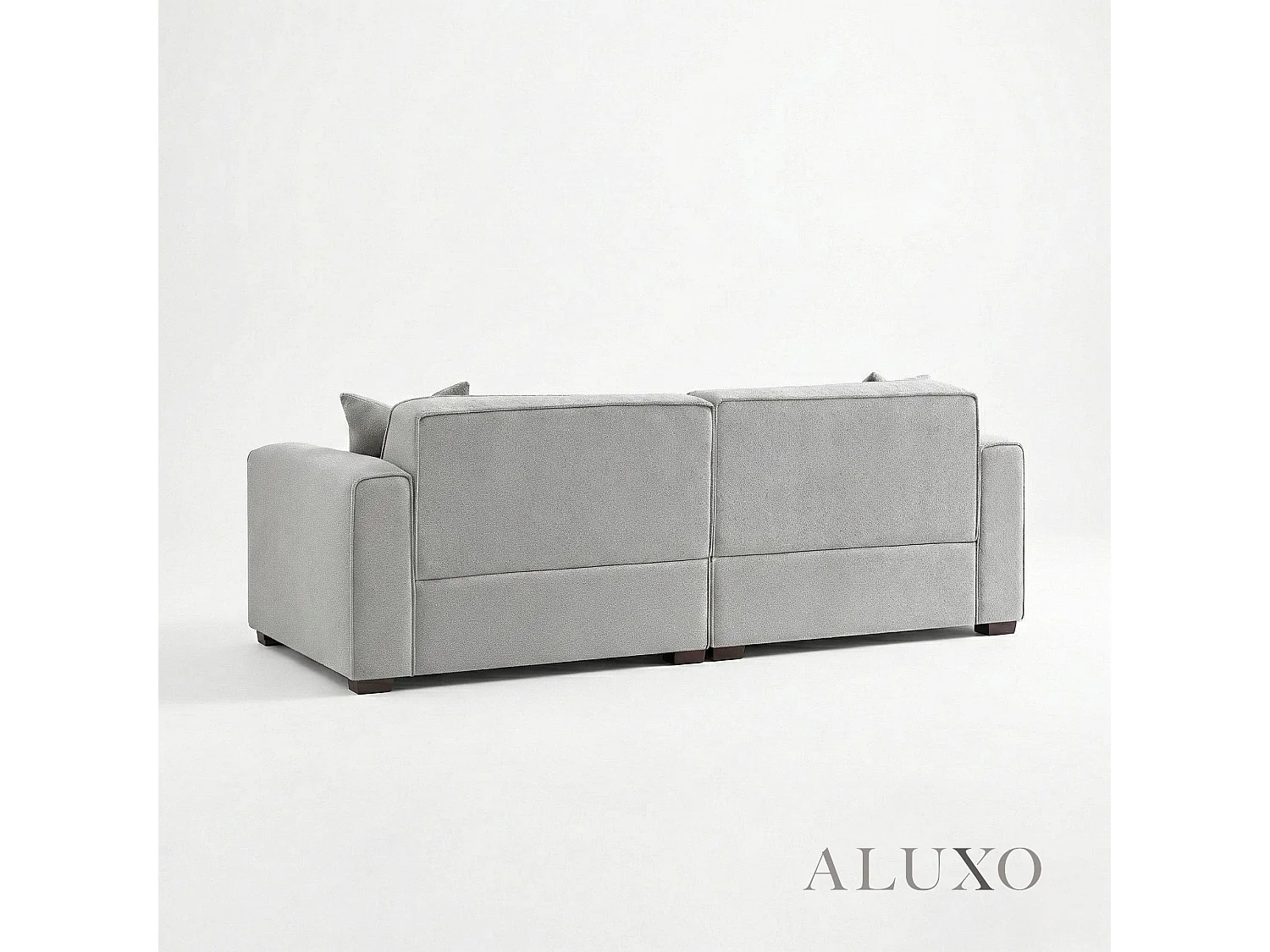 ALUXO® Dakota 3 Seater Sofa Pebble Grey Bouclé Feather-Filled
