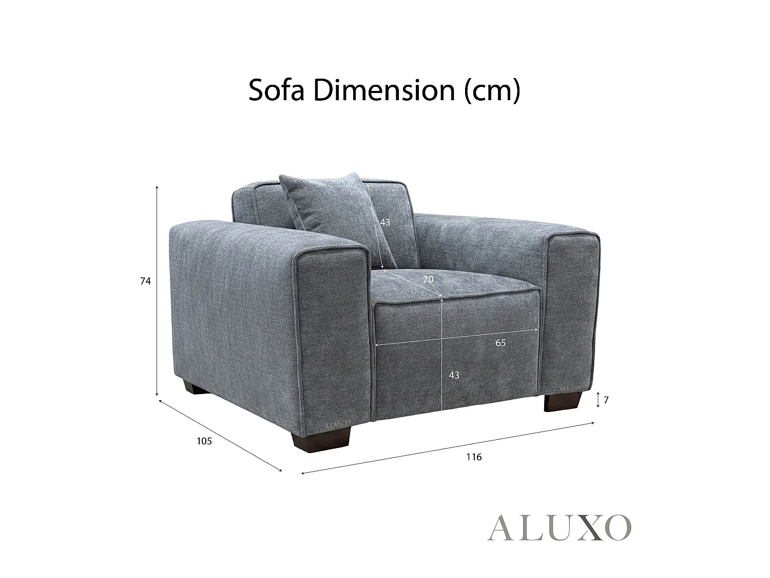 ALUXO® Dakota Armchair Charcoal Grey Bouclé  Feather-Filled Accent Chair
