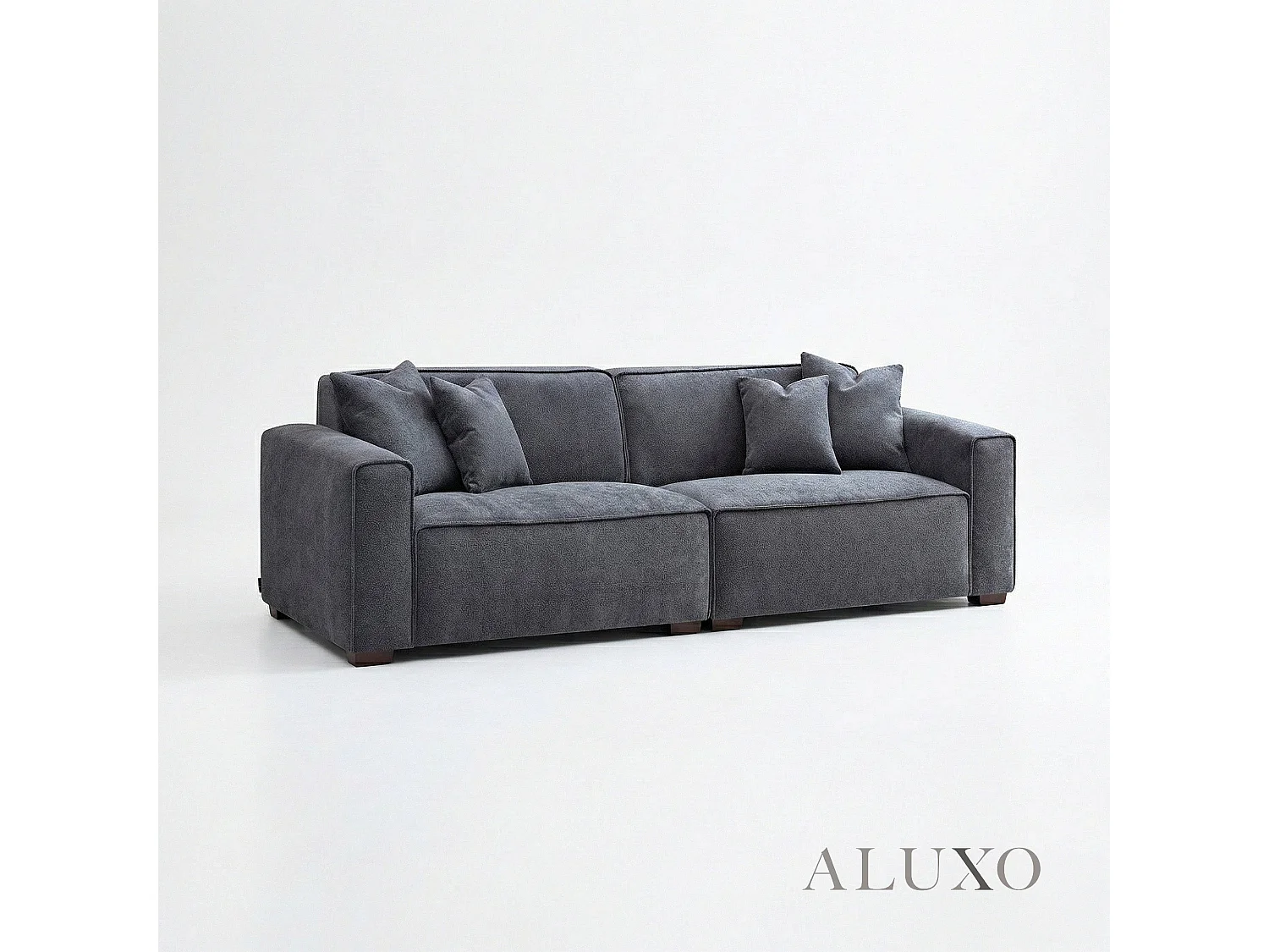 ALUXO® Dakota 3 Seater Sofa  Charcoal Grey Bouclé  Feather-Filled