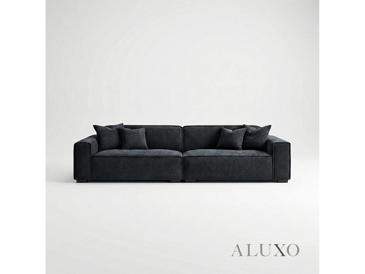 ALUXO® Dakota 4 Seater Large Sofa Midnight Black Bouclé Feather-Filled