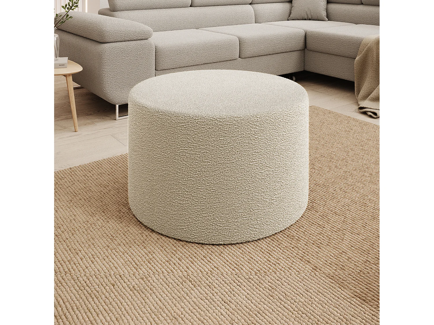 Pouf Rond XL Marki Bouclette Beige