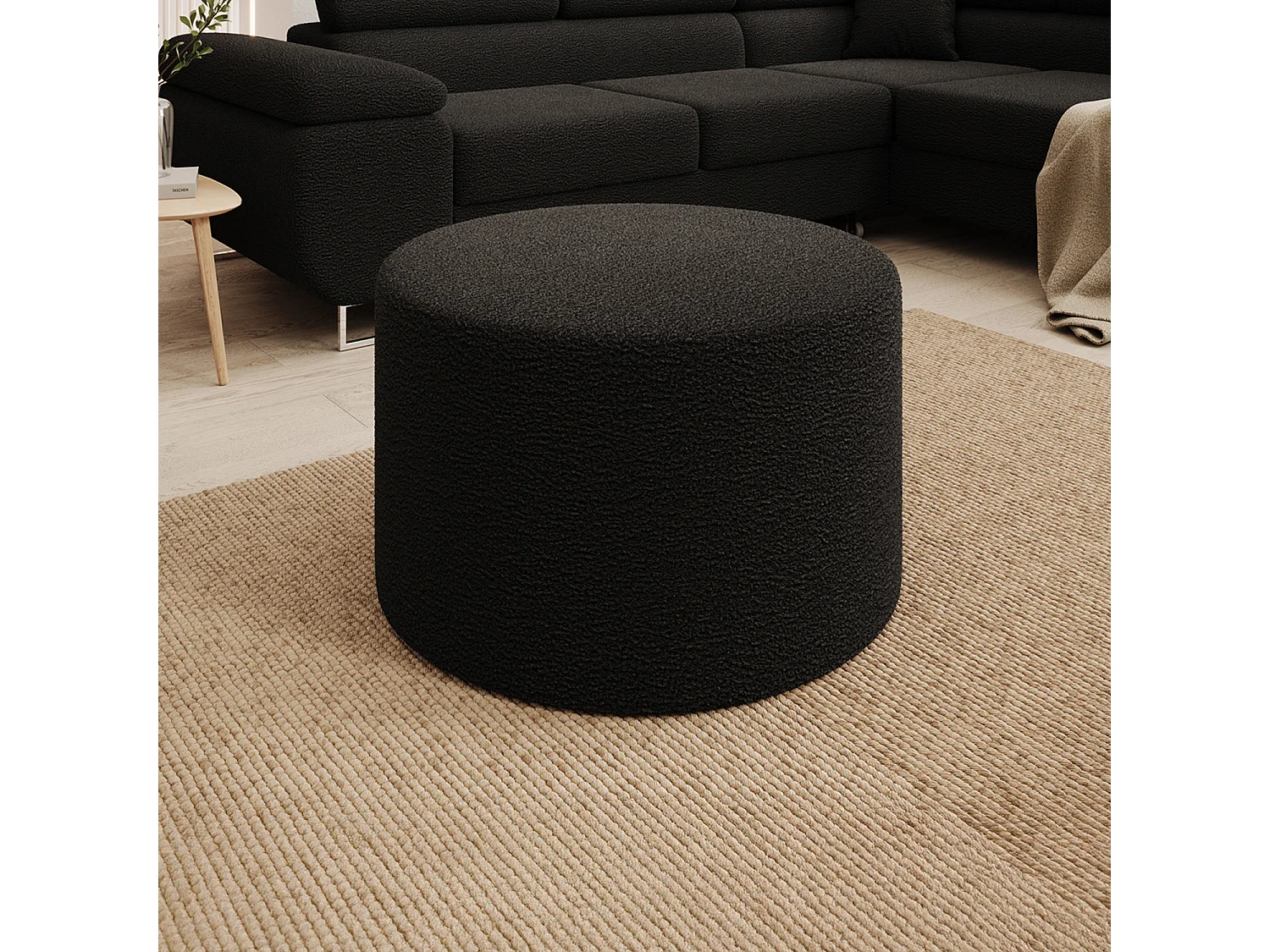 Pouf Rond XL Marki Bouclette Noir