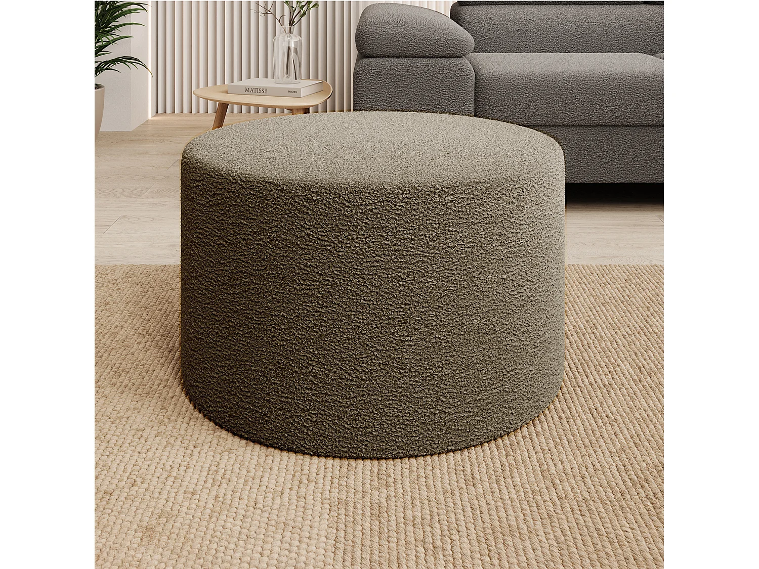 Pouf Rond XL Marki Bouclette Taupe