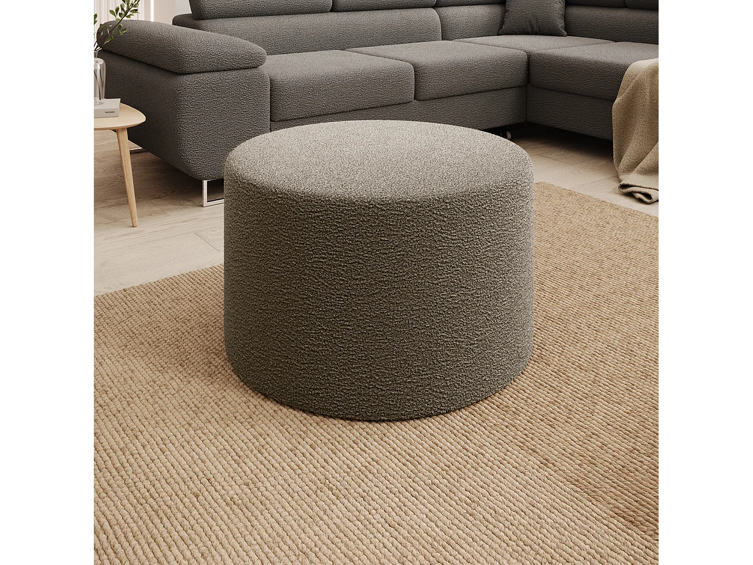 Pouf Rond XL Marki Bouclette Taupe