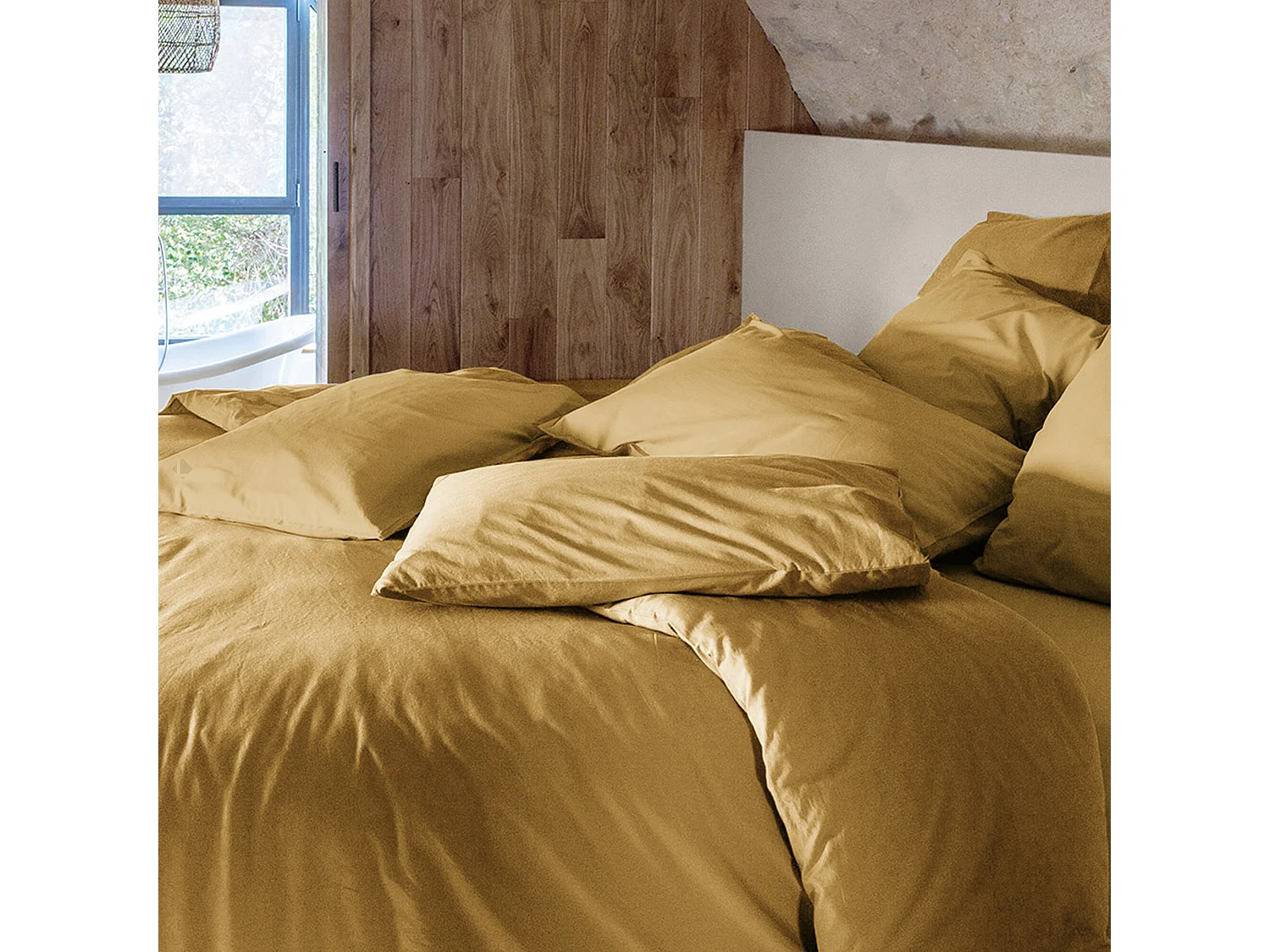 Housse de couette PALACE pur coton lavé 240x220 cm uni marron houblon