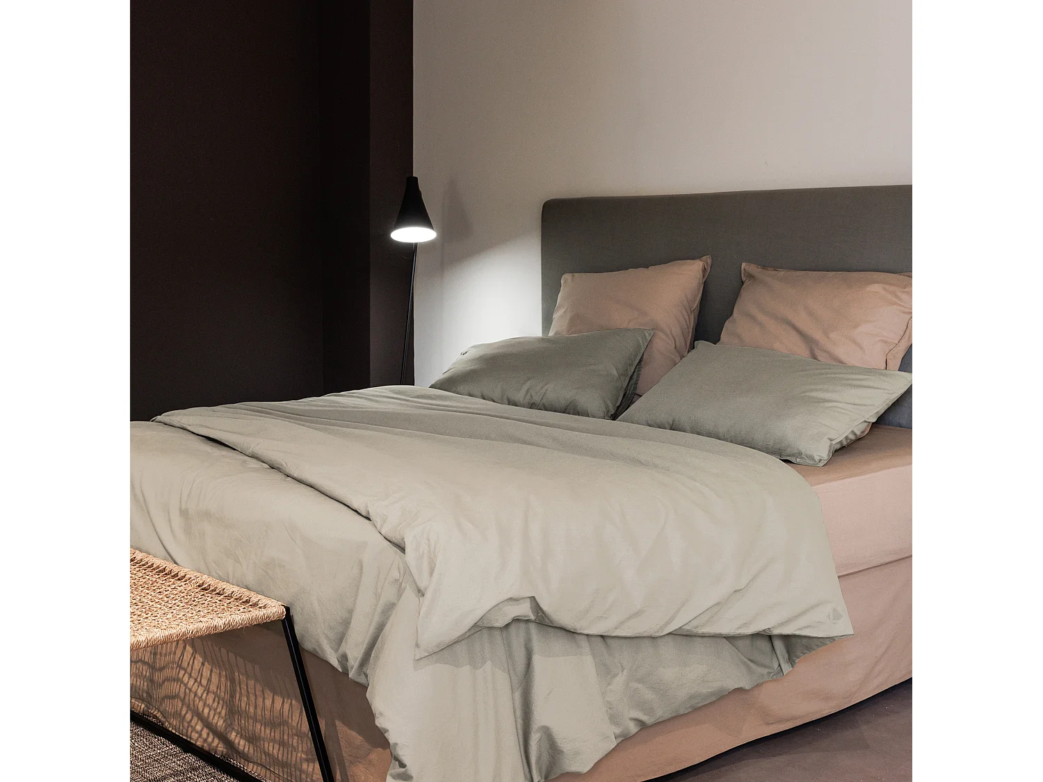 Housse de couette PALACE pur coton lavé 200x200 cm uni beige lin