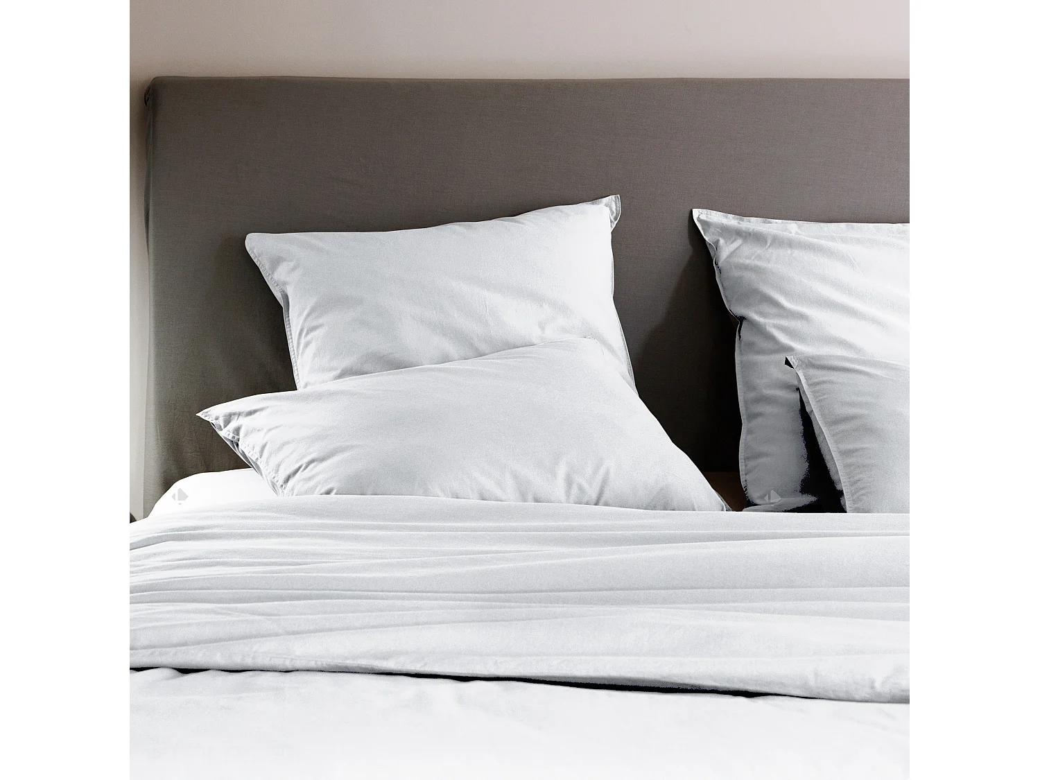 Housse de couette PALACE pur coton lavé 240x220 cm uni blanc neige