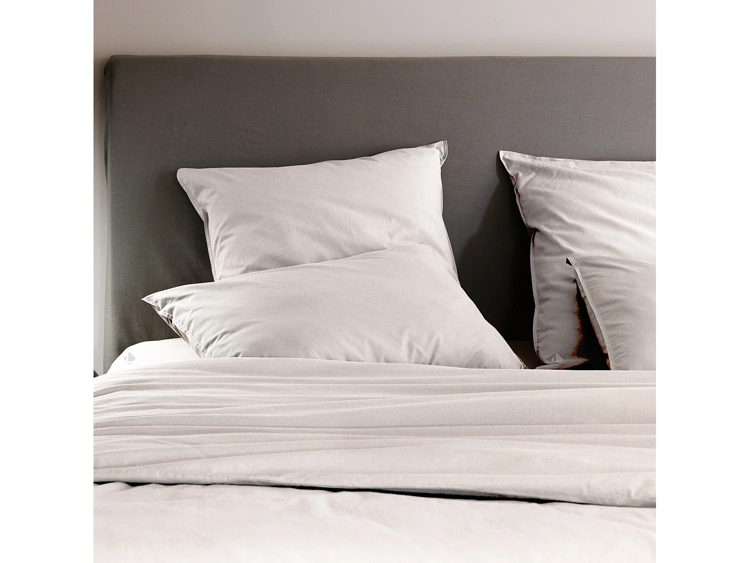 Housse de couette PALACE pur coton lavé 140x200 cm uni beige naturel