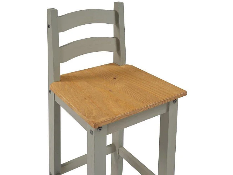 Mercers Furniture Corona Grey Wax Pair of Bar Stools Tall Chairs Kitchen Seating Solid Wood Pine Wooden with Mexican Styling