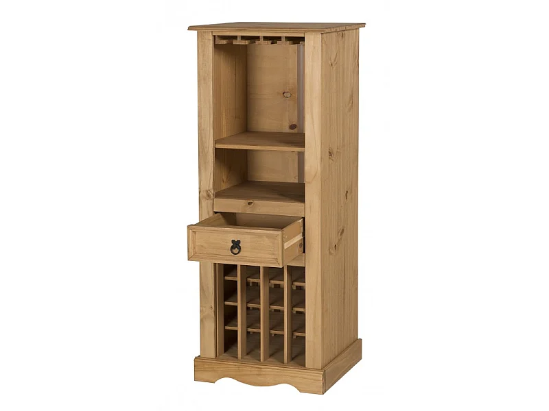 Mercers Furniture Corona Wine Rack 1 Drawer Drinks Cabinet Storage Solid Wood Pine Wooden with Mexican Styling