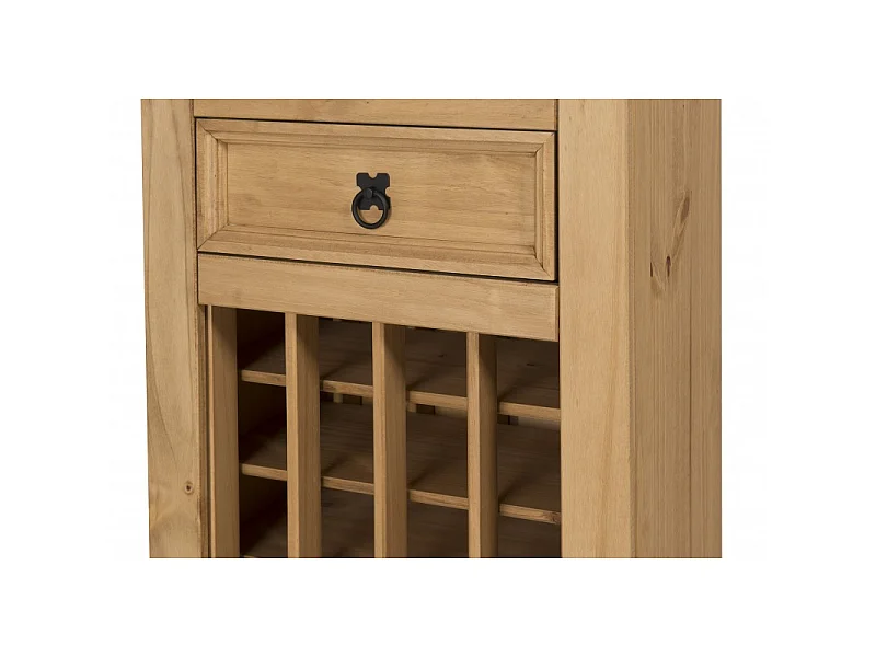 Mercers Furniture Corona Wine Rack 1 Drawer Drinks Cabinet Storage Solid Wood Pine Wooden with Mexican Styling