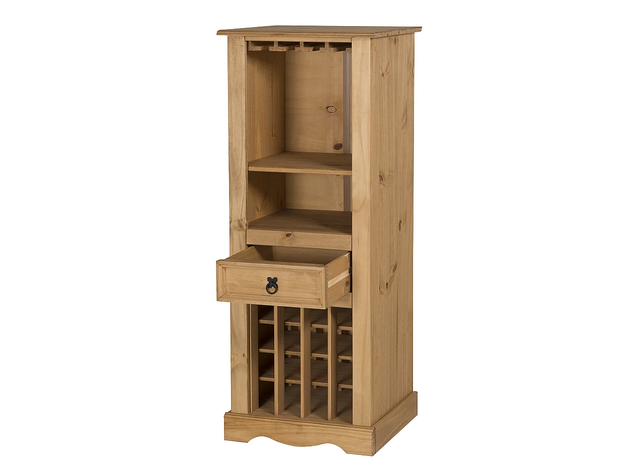 Mercers Furniture Corona Wine Rack 1 Drawer Drinks Cabinet Storage Solid Wood Pine Wooden with Mexican Styling