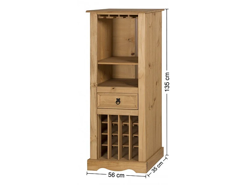 Mercers Furniture Corona Wine Rack 1 Drawer Drinks Cabinet Storage Solid Wood Pine Wooden with Mexican Styling
