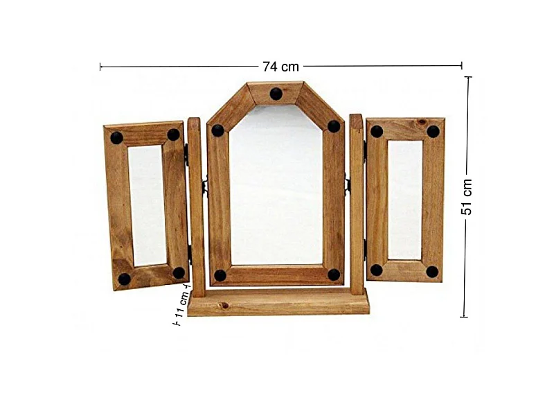 Mercers Furniture Corona Triple Dressing Table Mirror Adjustable Solid Wood Pine Wooden with Mexican Styling