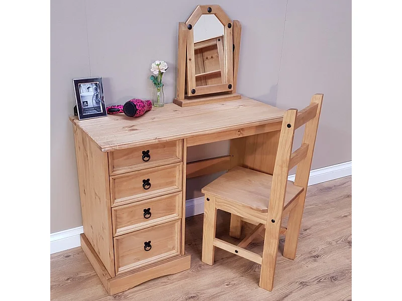 Mercers Furniture Corona Dressing Table 4 Drawer Desk Solid Mexican Wood Pine Wooden