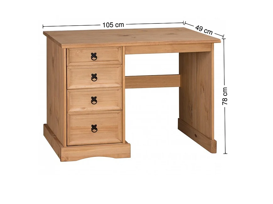 Mercers Furniture Corona Dressing Table 4 Drawer Desk Solid Mexican Wood Pine Wooden