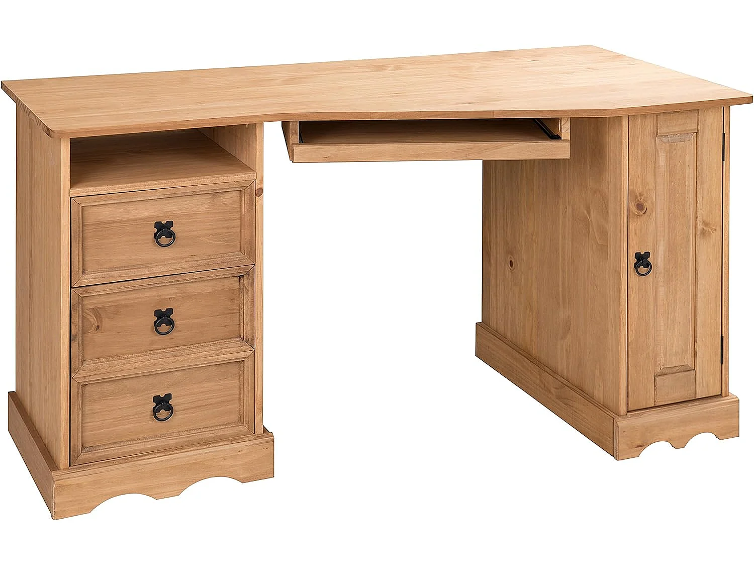 Mercers Furniture Corona Corner Computer Desk 3 Drawer 1 Door Office Bedroom Solid Wood Pine Wooden with Mexican Styling